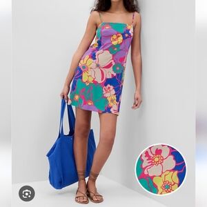 GAP Floral Linen Blend Mini Dress